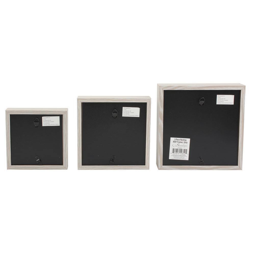 Stonebriar Collection Nesting Grey Wood Picture Frames Set (Set of 3)