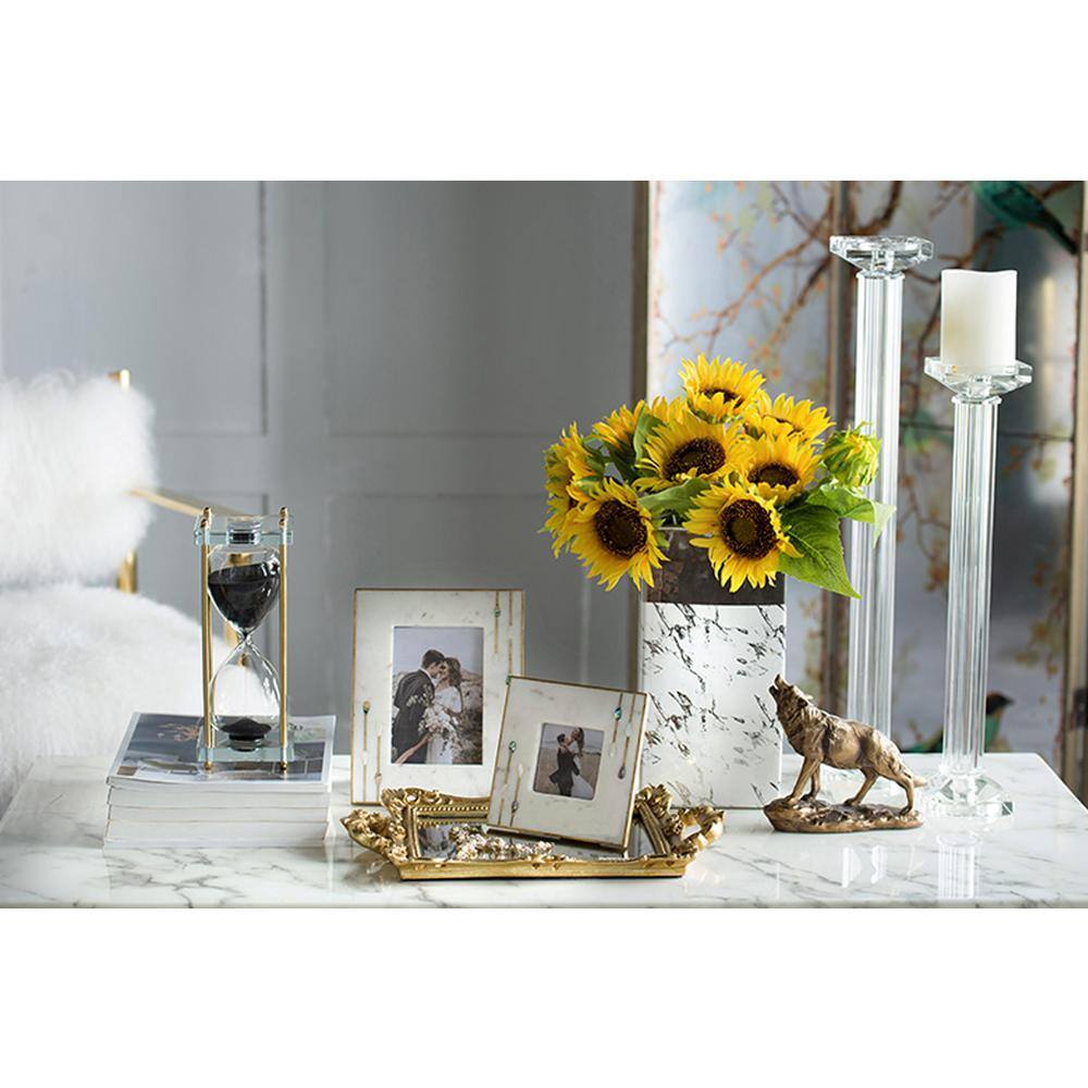 A & B Home 6 in. x 6 in. White and Brass Picture Frame