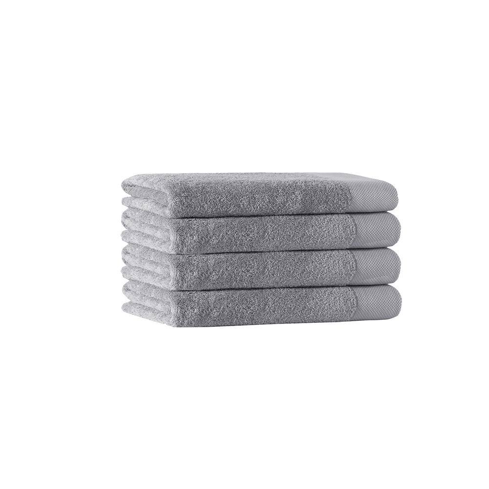 None Signature 4-Pieces Silver Turkish Cotton Hand Towels