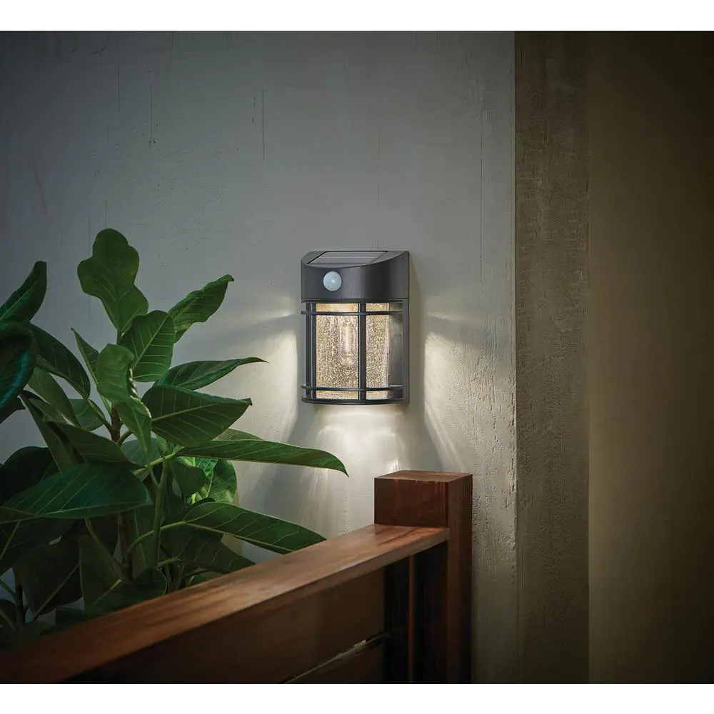 Hampton Bay 120-Degree Solar Filament Black Motion Sensing Integrated LED Outdoor Stair Light