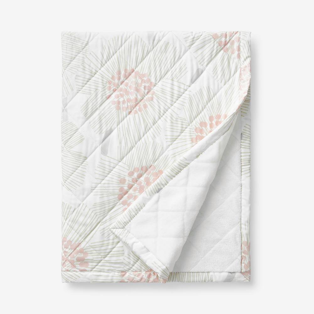 The Company Store Company Kids Flower Burst Quilted/Sherpa Pink Multi Organic Cotton Percale Stroller Blanket