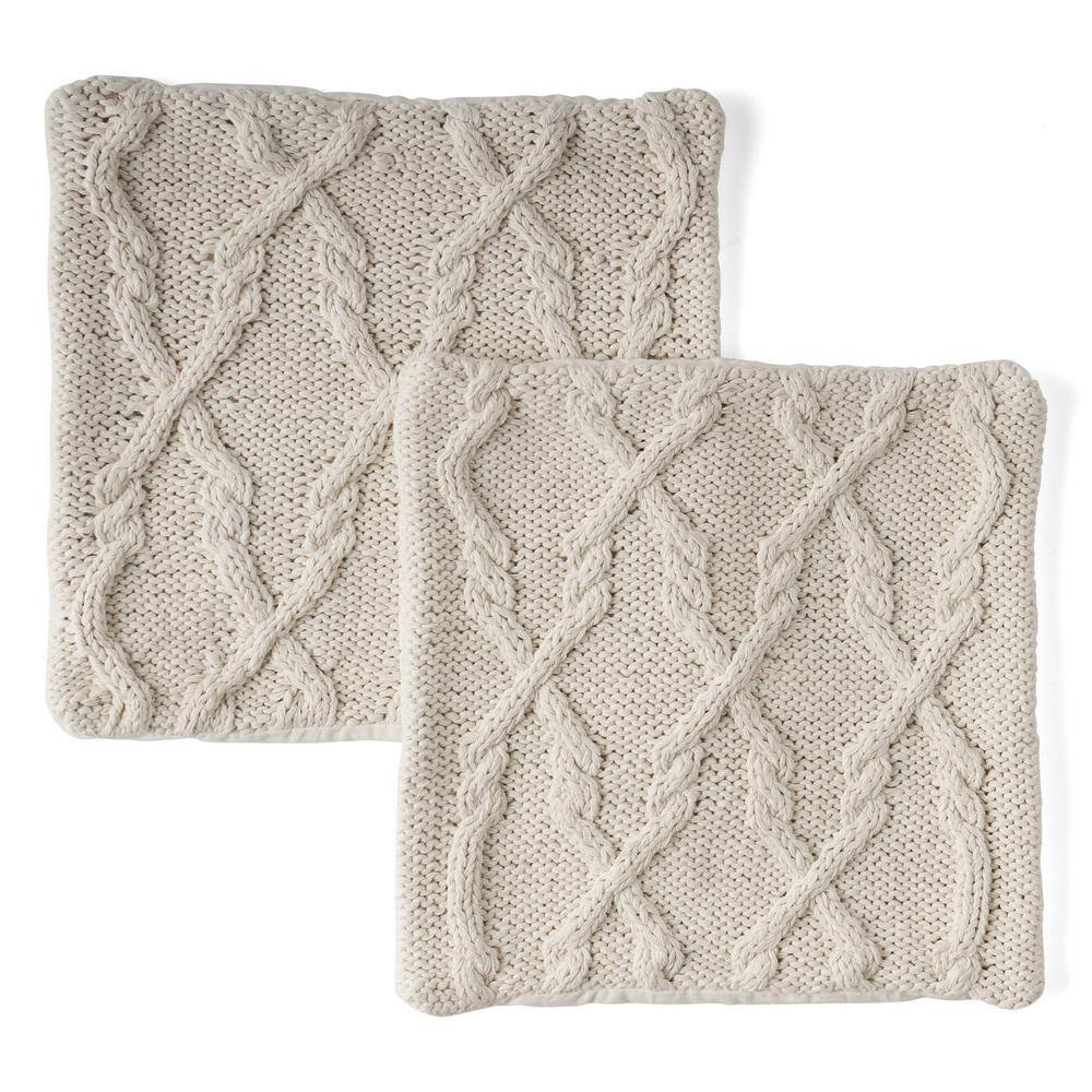 Noble House Bernard Beige Geometric Zipper 18 in. x 18 in. Throw Pillow Cover (Set of 2)