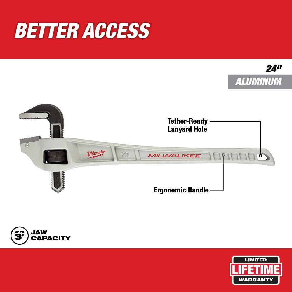Milwaukee 24 in. Aluminum Offset Pipe Wrench with 3-1/2 in. Quick Adjust Copper Tubing Cutter (2-PC)