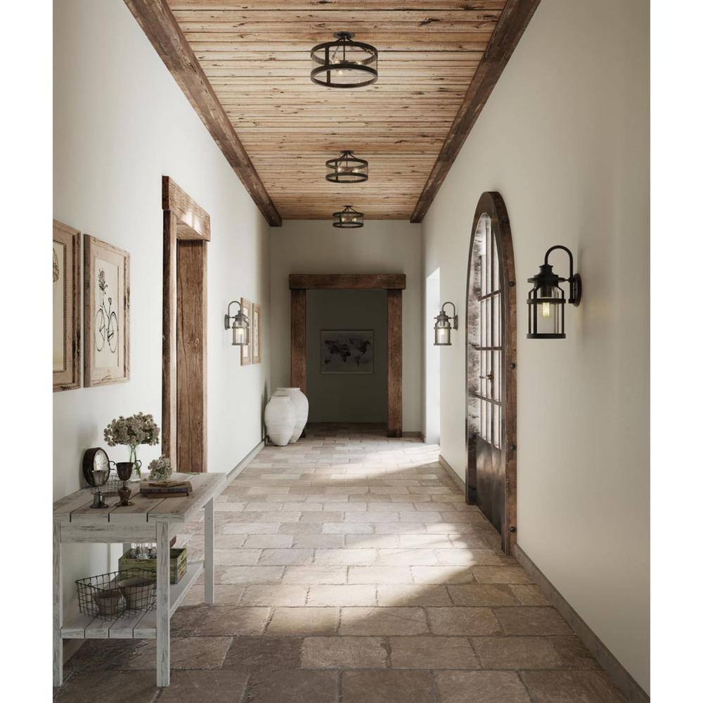 Progress Lighting Gresham Collection 3-Light Graphite Semi- Flush Mount