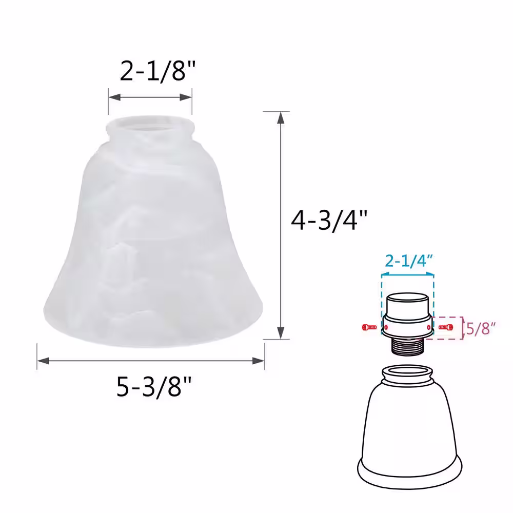 Aspen Creative Corporation 4-3/4 in. Alabaster Bell Shaped Ceiling Fan Replacement Glass Shade (4-Pack)