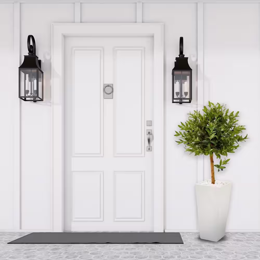 Nearly Natural Indoor/Outdoor 4 ft. White Planter Artificial Olive Topiary Tree