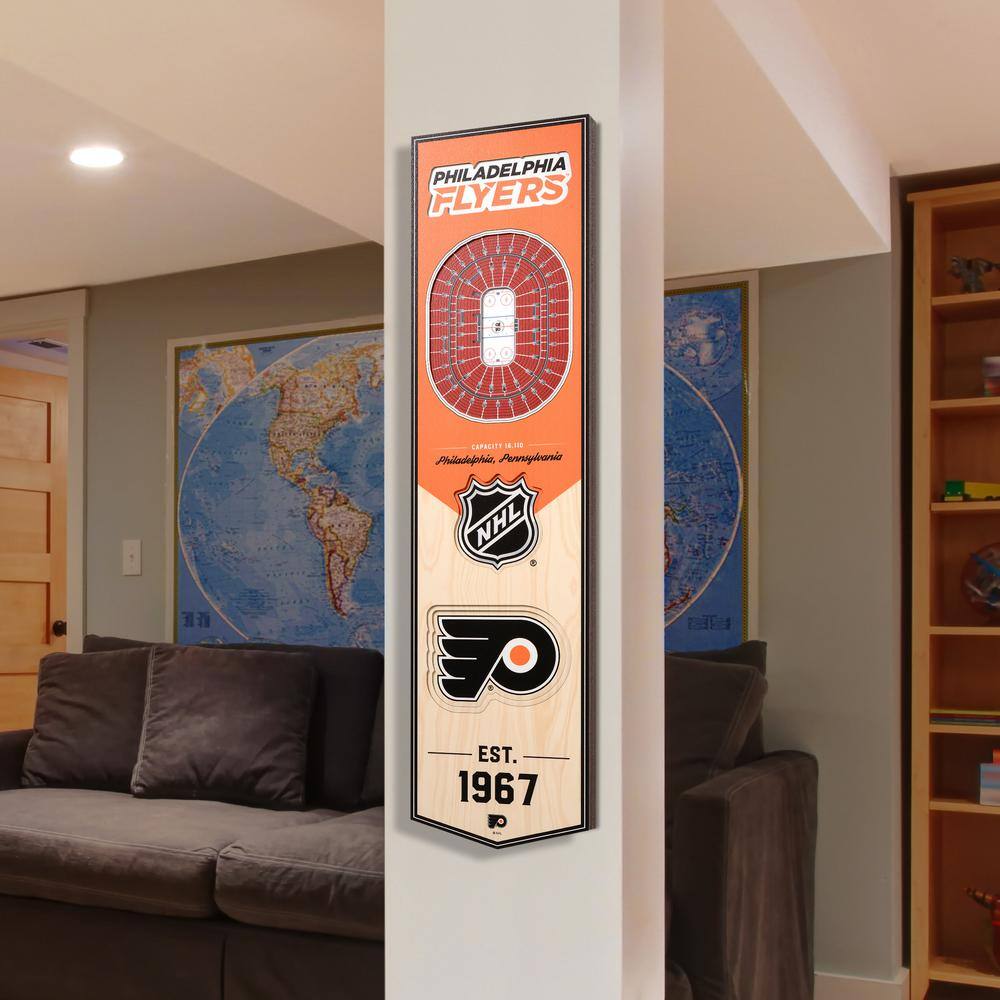 YouTheFan NHL Philadelphia Flyers Wooden 8 x 32 3D Stadium Banner Decorative Sign -Wells Fargo Center