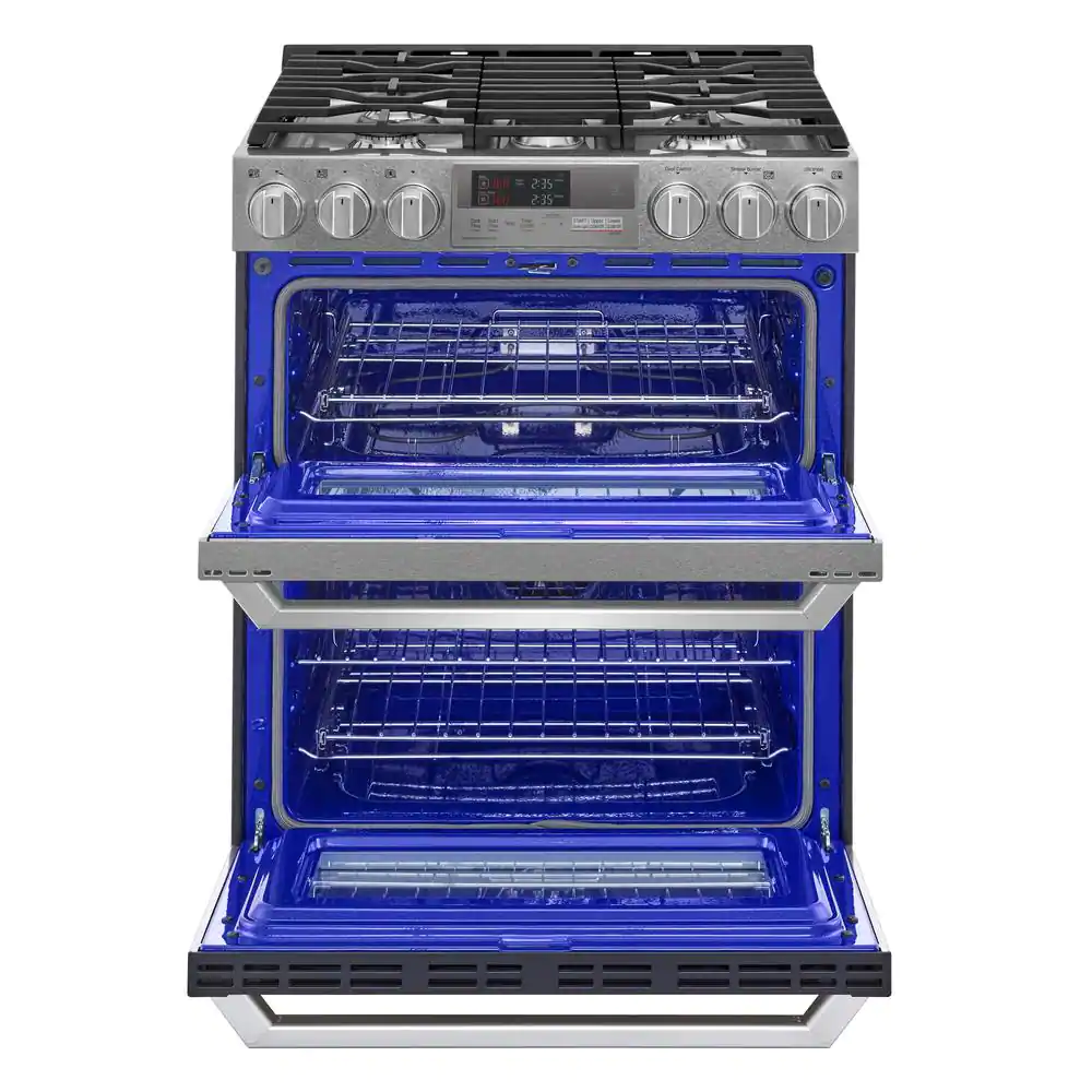 LG SIGNATURE 7.3 cu. ft. Smart Slide-In Double Oven Dual-Fuel Range with ProBake Convection & Wi-Fi Enabled in Stainless Steel