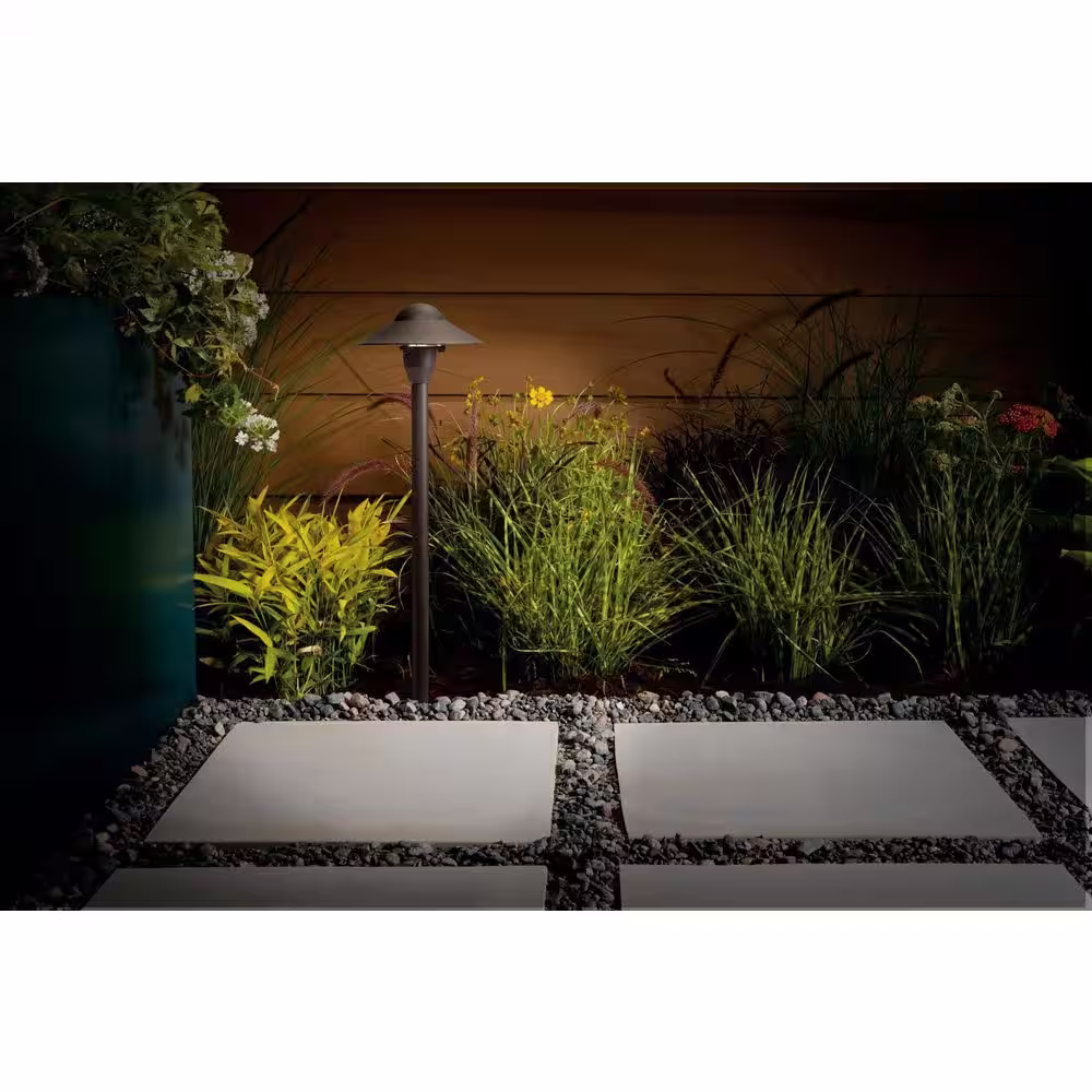 KICHLER Low Voltage 6 in. Textured Architectural Bronze Hardwired Weather Resistant Dome Path Light with No Bulbs Included