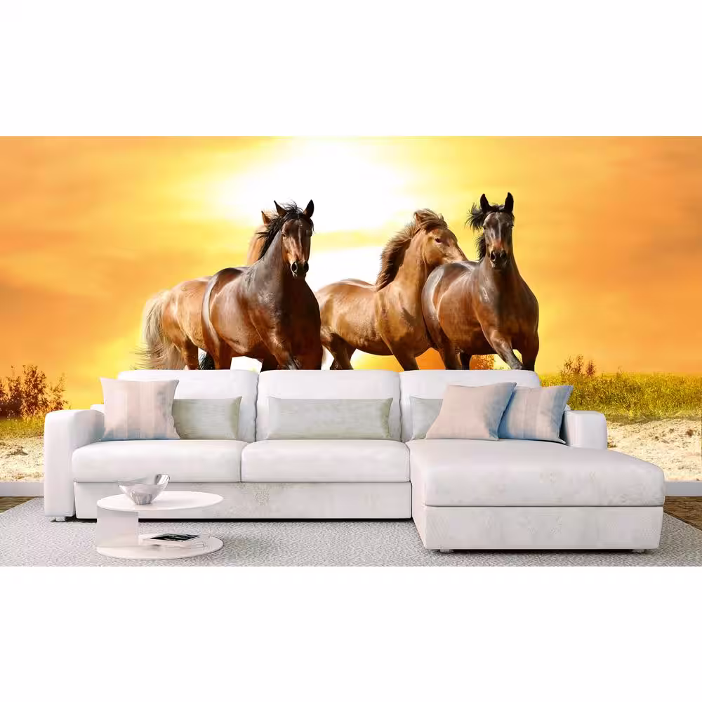 Dimex Eclectic Horses in Sunset Abstract Wall Mural