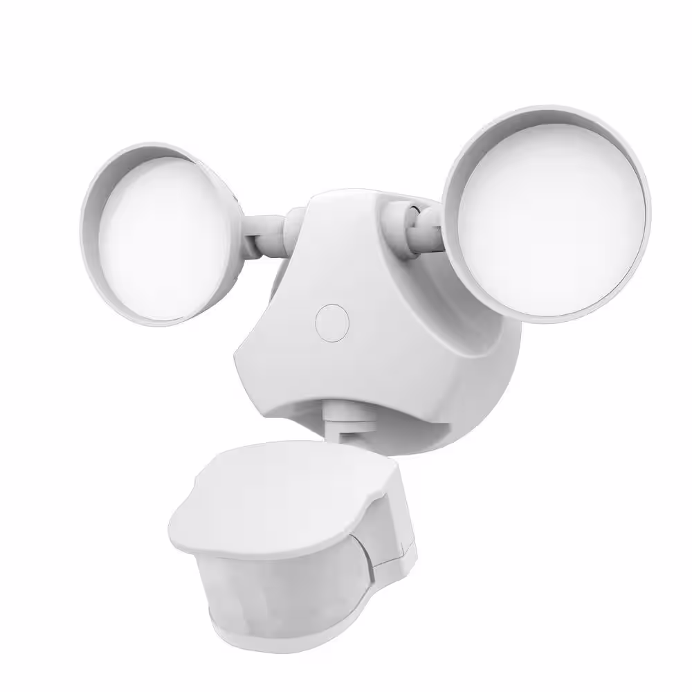 Defiant 12-Watt 240-Degree White Motion Actived Integrated LED Outdoor Twin Head Flood Light