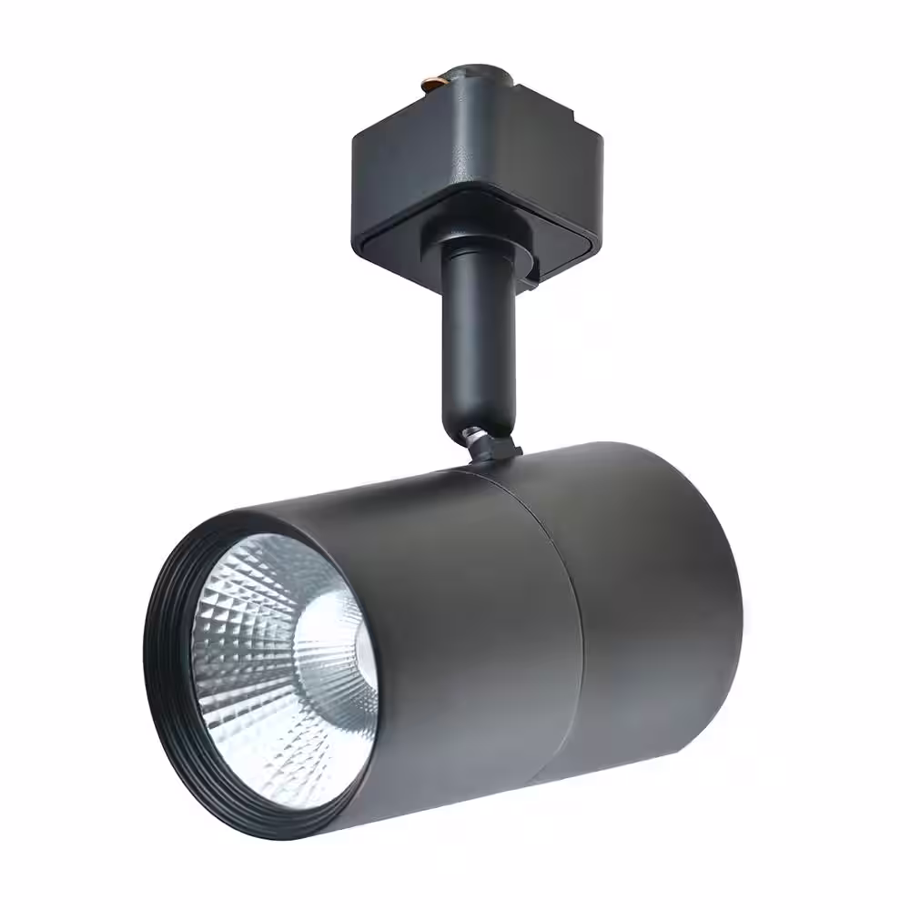 Hampton Bay 1-Light Black Integrated LED Mini-Cylinder Linear Track Lighting Head