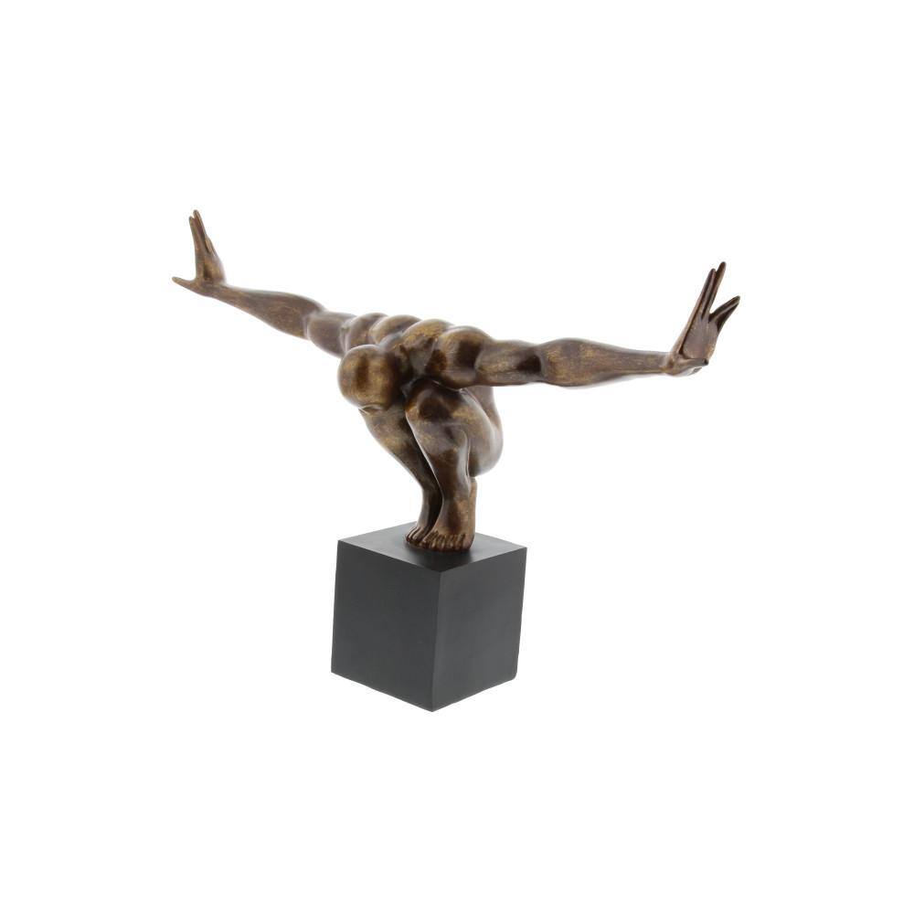 Litton Lane Bronze Polystone Diver Sculpture with Black Base