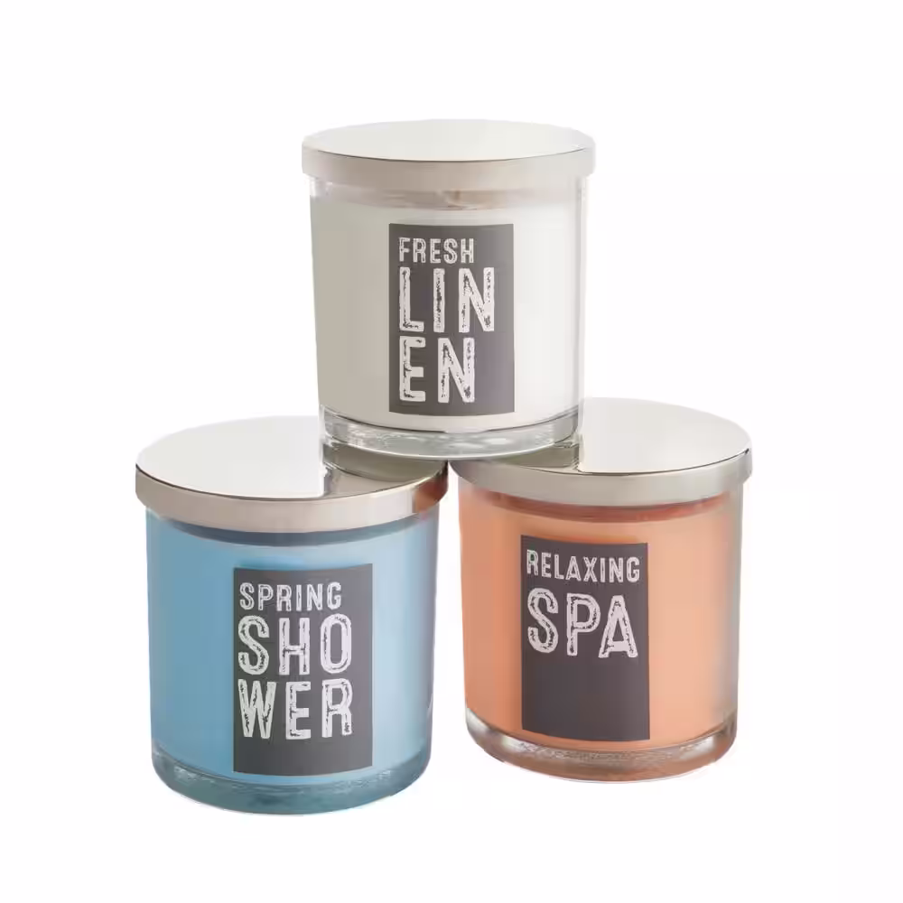 LUMABASE Fresh Collection Scented Candles in 10 oz. Glass Jars (Set of 3)