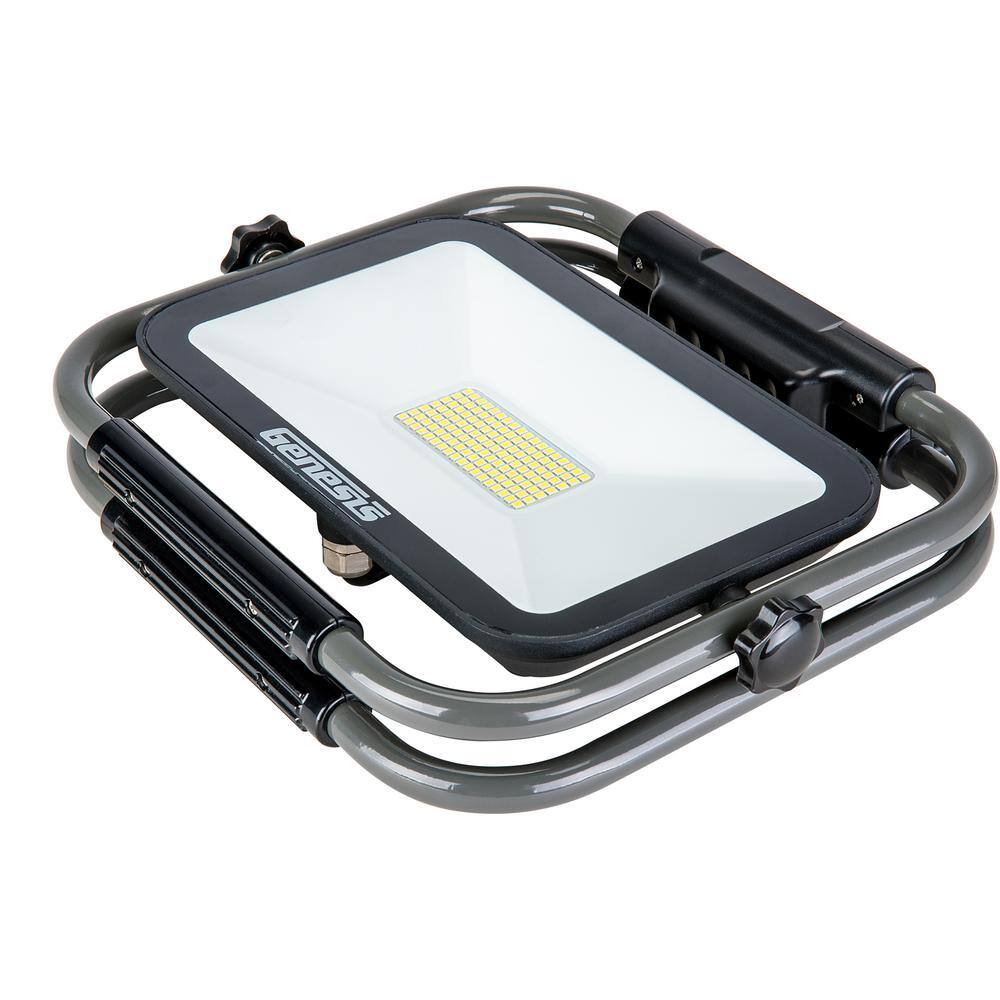 GENESIS 6500 Lumens Foldable LED Work Light with 5 ft. Power Cord, All Metal Stand, and Rotatable Lamp Head