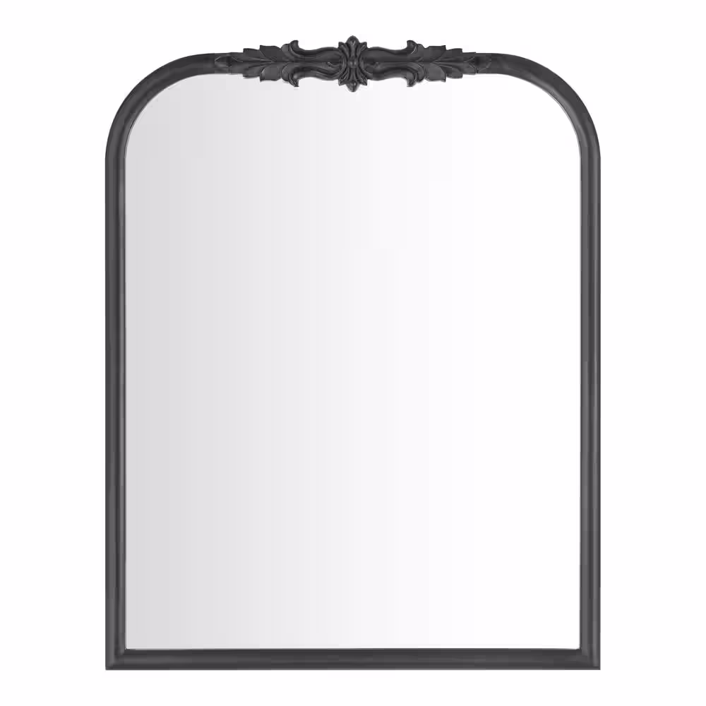 Home Decorators Collection Medium French Country Arched Black Ornate Wood Framed Mirror (23 in. W x 29 in. H)