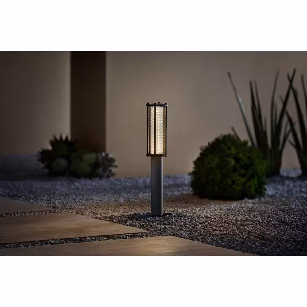 Hampton Bay 10-Watt Equivalent 100 Lumens Low Voltage Black Integrated LED Outdoor Landscape Path Light with Caged Lens