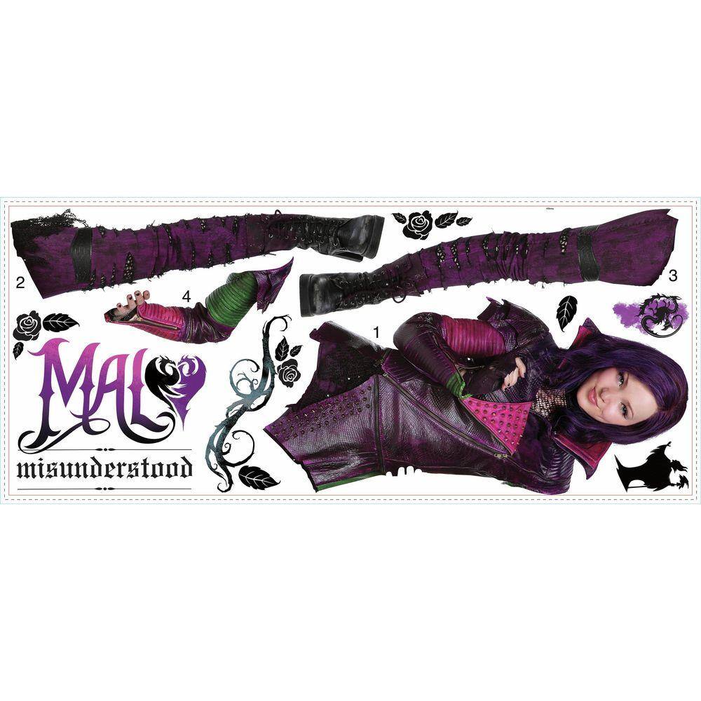 RoomMates 2.5 in. W x 21 in. H Descendants Mal 10-Piece Peel and Stick Giant Wall Decal