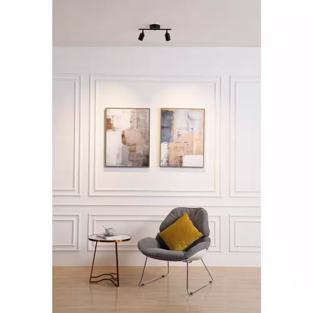 Vidalite Modern 1 ft. 2 Head-Light, Black Integrated LED Fixed Track, Lighting Kit with Rotating Heads