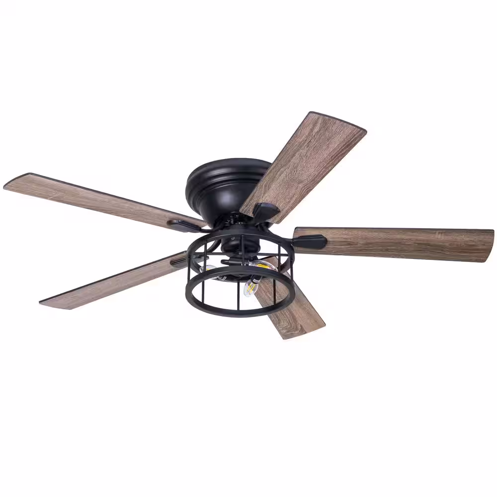 Sky Hog Hugger 52 in. Indoor Black Ceiling Fan with Light Kit and Remote Control Included