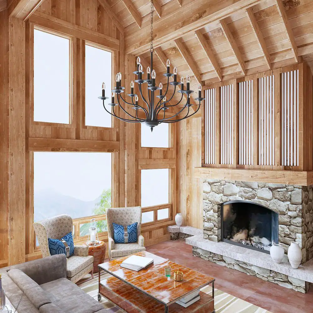 Maxax Boise 18 -Light Candle Style Traditional Chandelier with Wrought Iron Accents