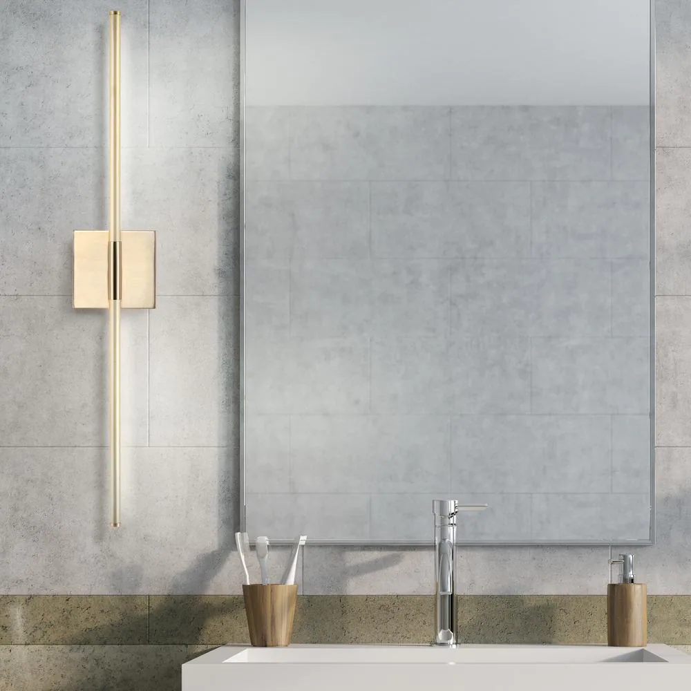 JONATHAN Y Makena 28 in. Gold Dimmable Integrated LED Metal Wall Sconce