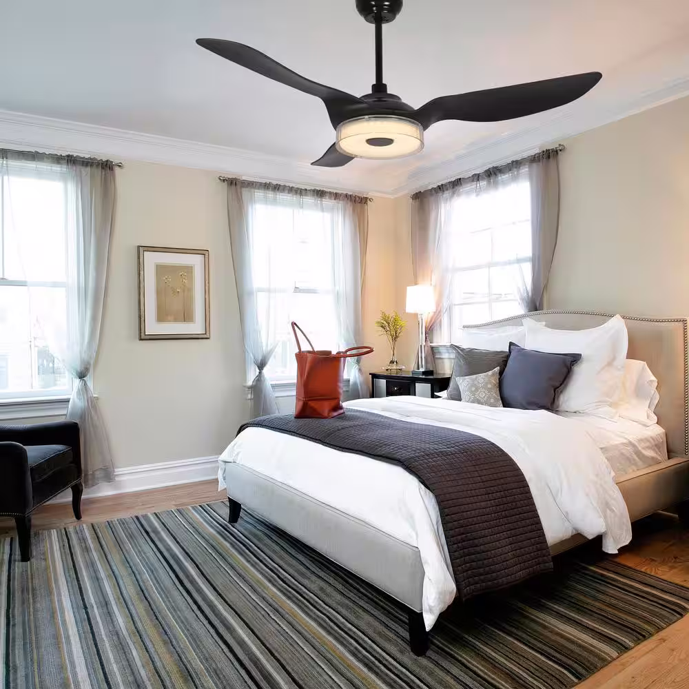 CARRO Icebreaker 52 in. Indoor/Outdoor Black Smart Ceiling Fan, Dimmable LED Light and Remote, Works w/ Alexa/Google Home/Siri