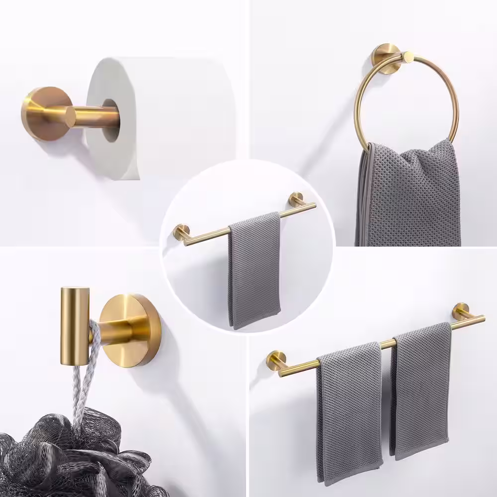 IVIGA 6-Piece Wall Mounted Bathroom Hardware Set in Gold