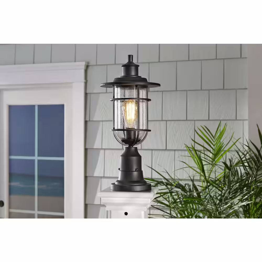 Hampton Bay Turner 1-Light Post Mount Matte Black