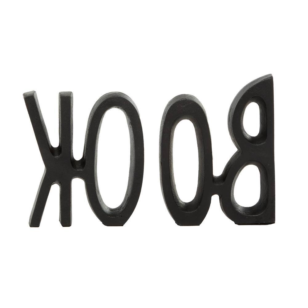 Litton Lane Black Aluminum Book Bookends (Set of 2)