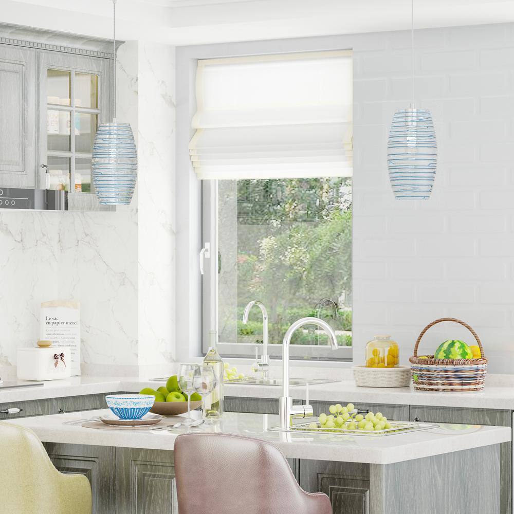 Maxax Lincoln 1-Light Blue Cyan Island Mini Pendant with Glass Shade