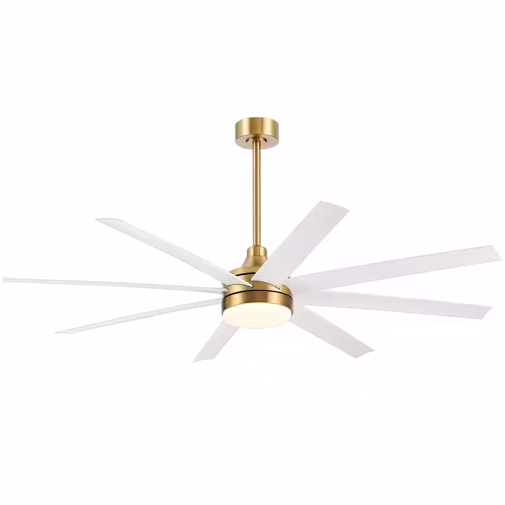 Lamober Aaron 65 in. Integrated LED Indoor Gold Ceiling Fan with Light and Remote Control Included