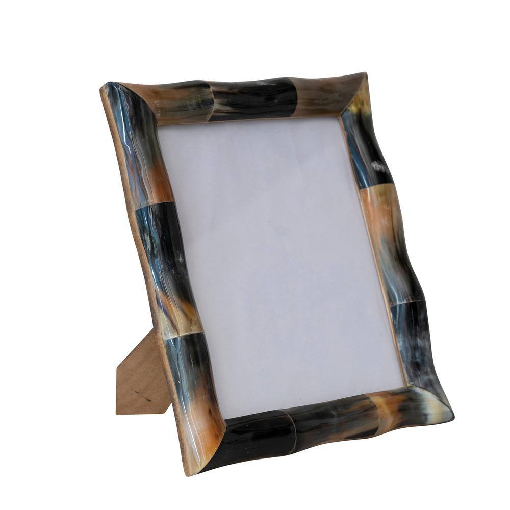 None 8 x 10 Multi-Colored Pieced Horn Picture Frame