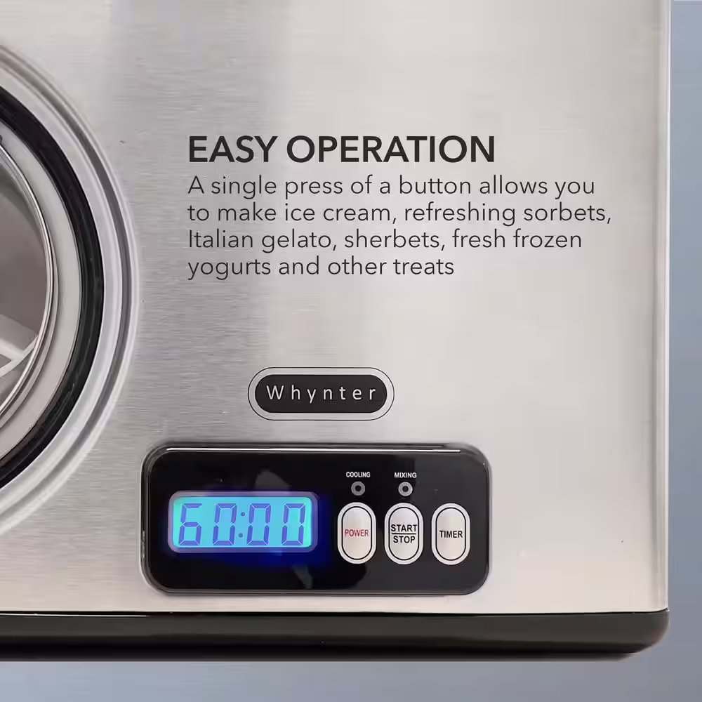 Whynter 1.6 Qt. Stainless Steel Electric Ice Cream Maker with Built-In Timer