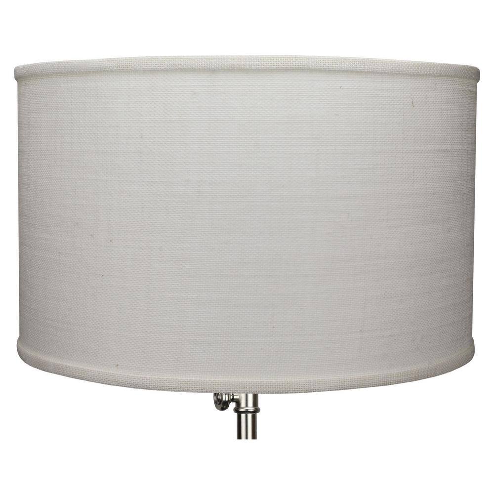 FenchelShades.com 18 in. Top Diameter x 18 in. Bottom Diameter x 11 in. H Burlap Off White Drum Lamp Shade