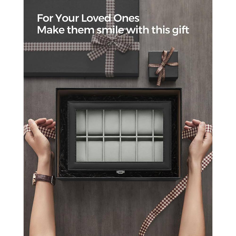 SONGMICS Watch Box with 12 Slots, Grey