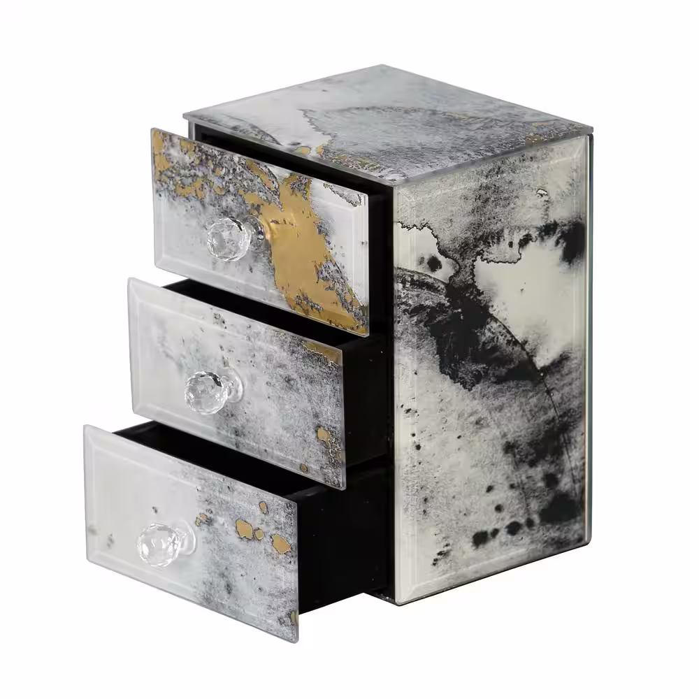 Mele & Co Maura Marbled Glass Jewelry Box with Gold Accents