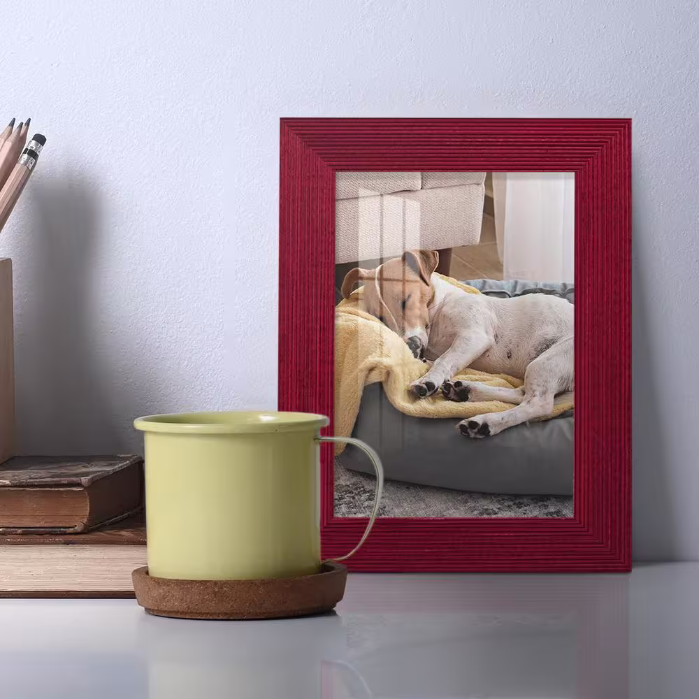None Grooved 3.5 in. x 5 in. Red Picture Frame