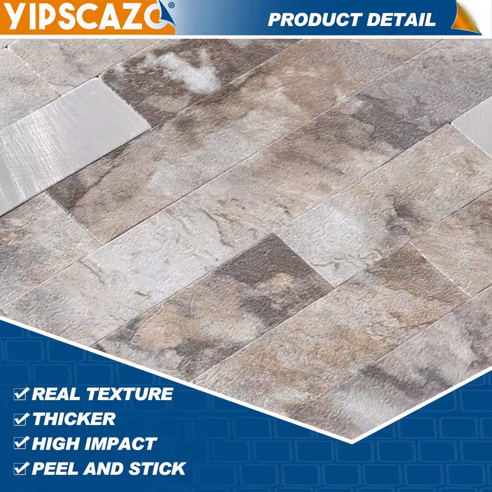 Yipscazo Marble Collection Perisa 12 in. x 12 in. PVC Peel and Stick Tile (5 sq. ft./5-Sheets)