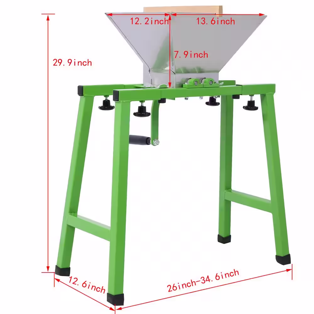 None 7L Manual Juicer Grinder with stand, Portable Fruit crusher with wheel Stainless Steel fruit Scratter Pulper
