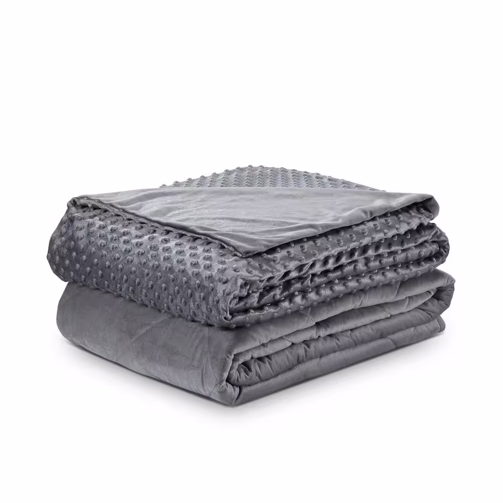 COZY TYME Eshe Grey Polyester King Fur 72 in. x 80 in. 25 Pound Weighted Blanket