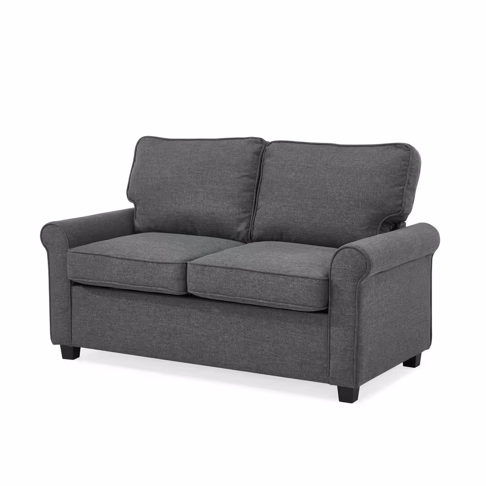 Dwell Home Inc Addison 57 in. Grey Solid Polyester 2-Seat Twin Sofa Bed with Memory Foam Sleeper