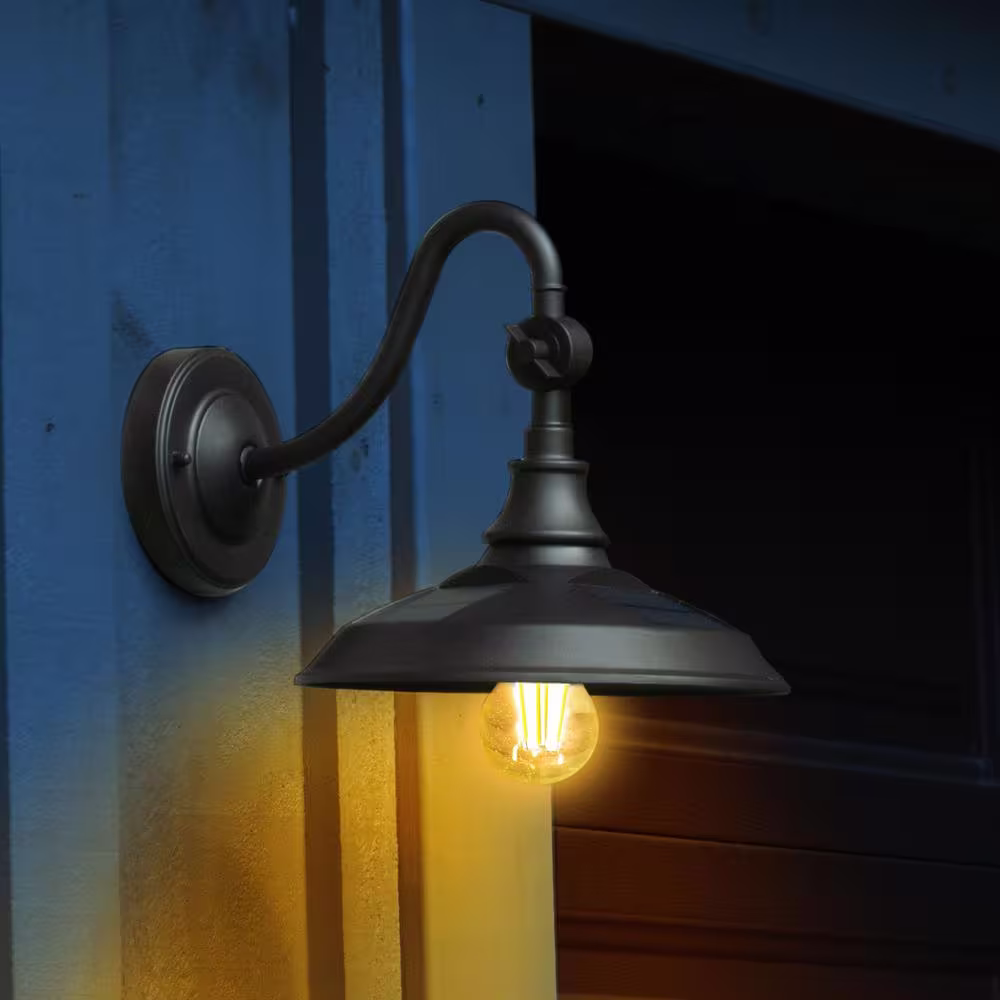 CLASSY CAPS Dark Bronze Solar/Battery Operated Outdoor Barn Light Sconce