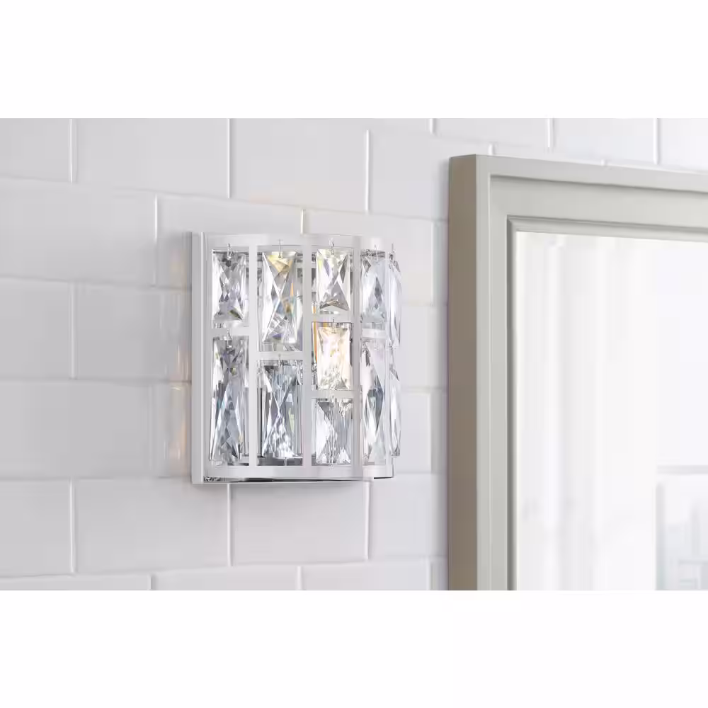 Home Decorators Collection Kristella 1-Light Chrome Indoor Wall Sconce