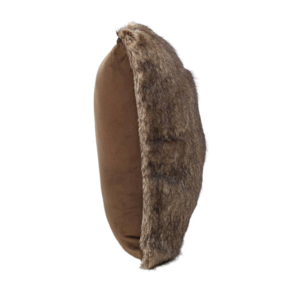 Noble House Fulham Dark Brown Faux Fur 18 in. x 18 in. Throw Pillow (Set of 2)