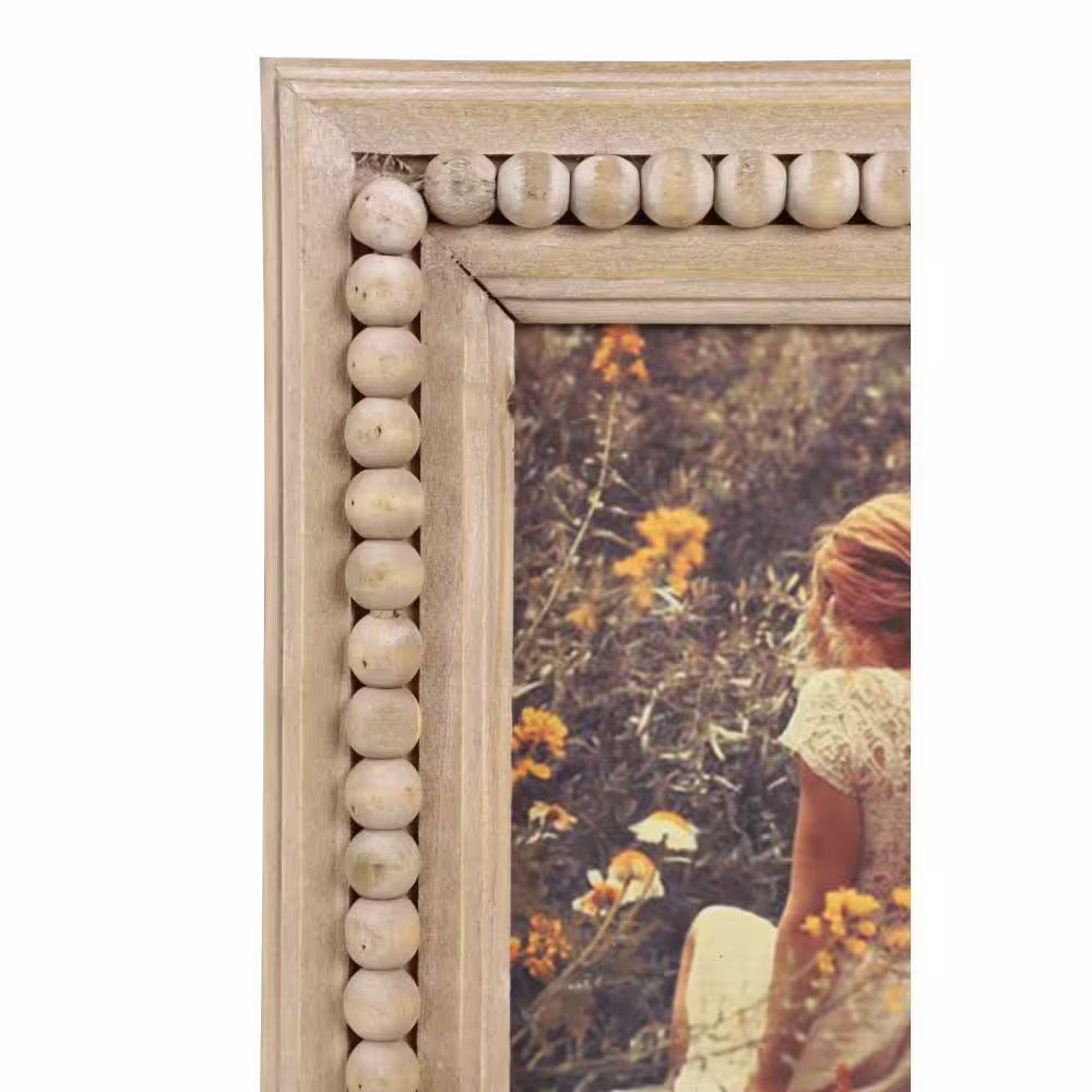 Litton Lane 11 in. x 9 in. Light Brown Wood Bohemian Photo Frame