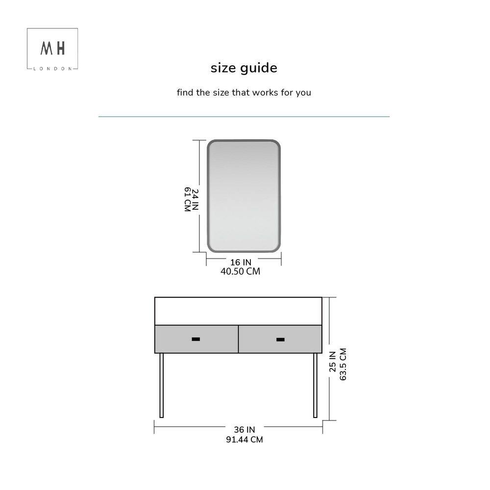 MH LONDON Camden 16 in. W x 24 in. H Iron Champagne Rectangular Accent Mirror