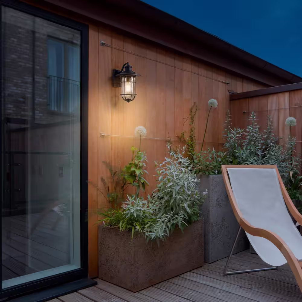 Hampton Bay Matte Black Modern Outdoor 1-Light Wall Sconce