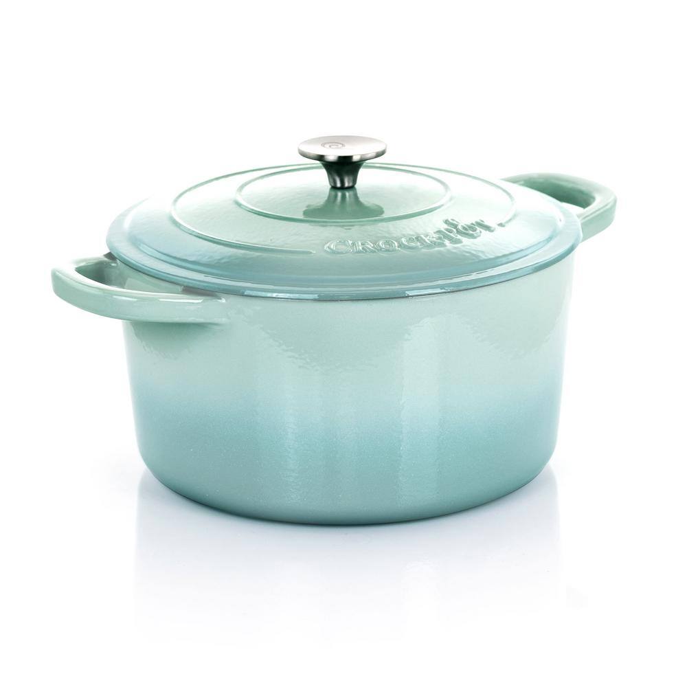 Crock-Pot Artisan 7 qt. Enameled Cast Iron Dutch Oven in Aqua Blue
