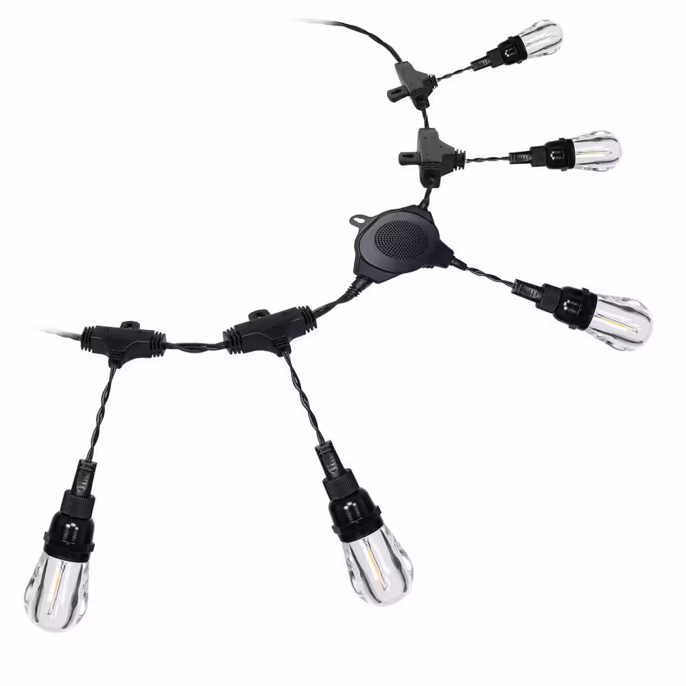 Honeywell 18-Bulb Filament LED 36 ft. Indoor/Outdoor Plug-In Integrated LED Acrylic Bulb String Light Set with Bluetooth Speaker